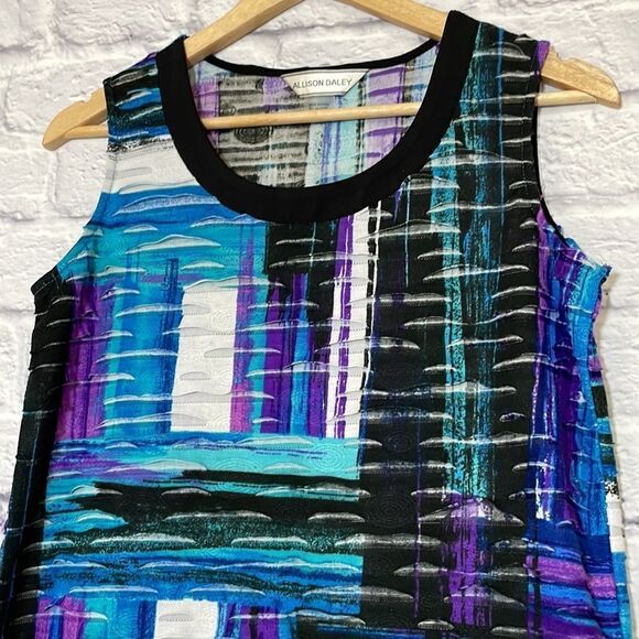 Allison Daley Abstract Multi-Color Print Sleeveless Top Size Small - Picture 3 of 10